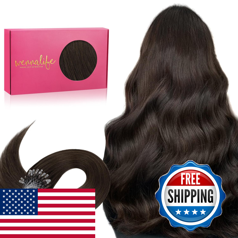Wennalife Microlink Hair Extensions Human Hair 50G 50S 18 Inch Light Dark Brown