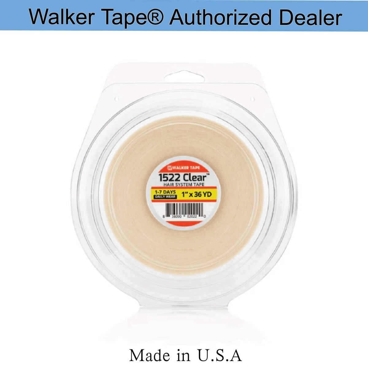Walker 1″ x 36Yards 1522 Clear Tape, Daily Wear Hair System Tape Roll