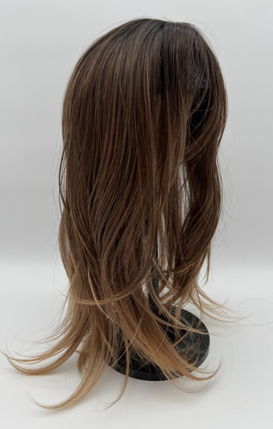 Dark Brown Dark Roots Long Straight 18in Women Premium Hair Topper