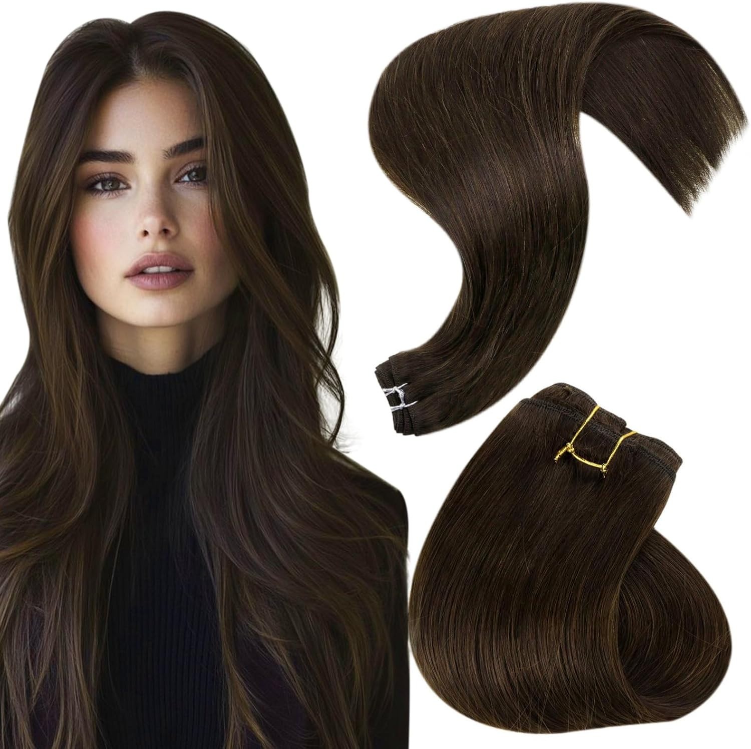 Weave Double Weft Hair Extensions Human Hair Bundles Sew in Remy Hair Colored