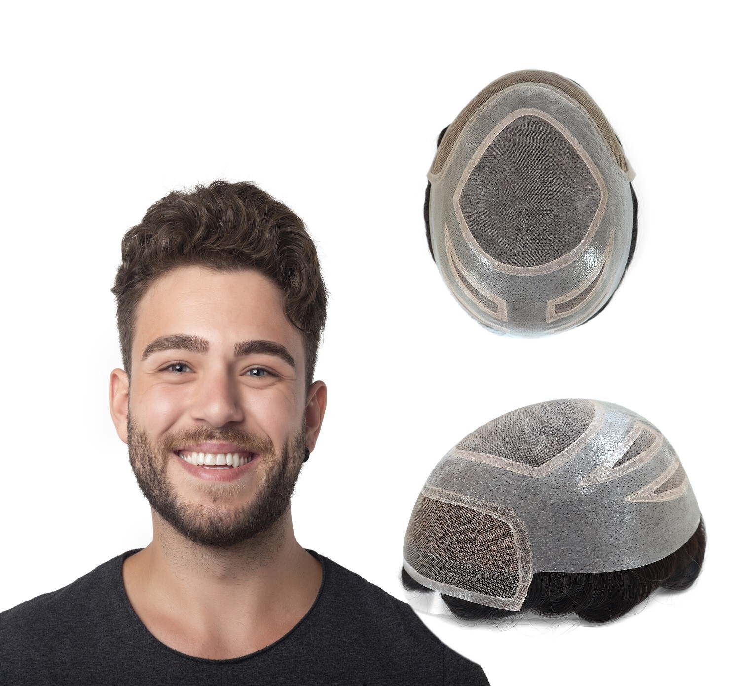 Toupee For Mens Human Hair Gent Mono Skin Versalite Lace Replecement System Hair