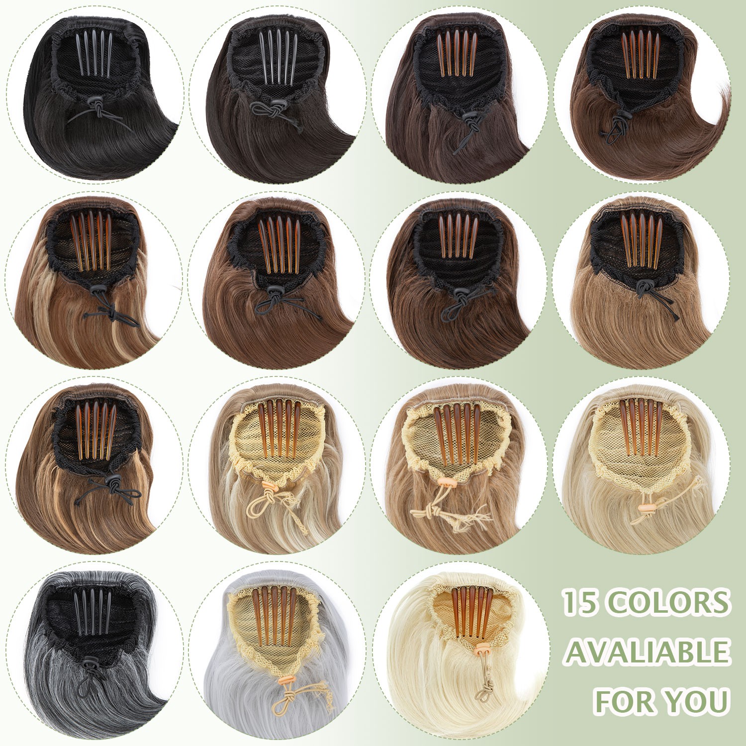Long Comb Clip Hepburn Bun Hair Extensions Drawstring Ponytail Updo Hairpiece US