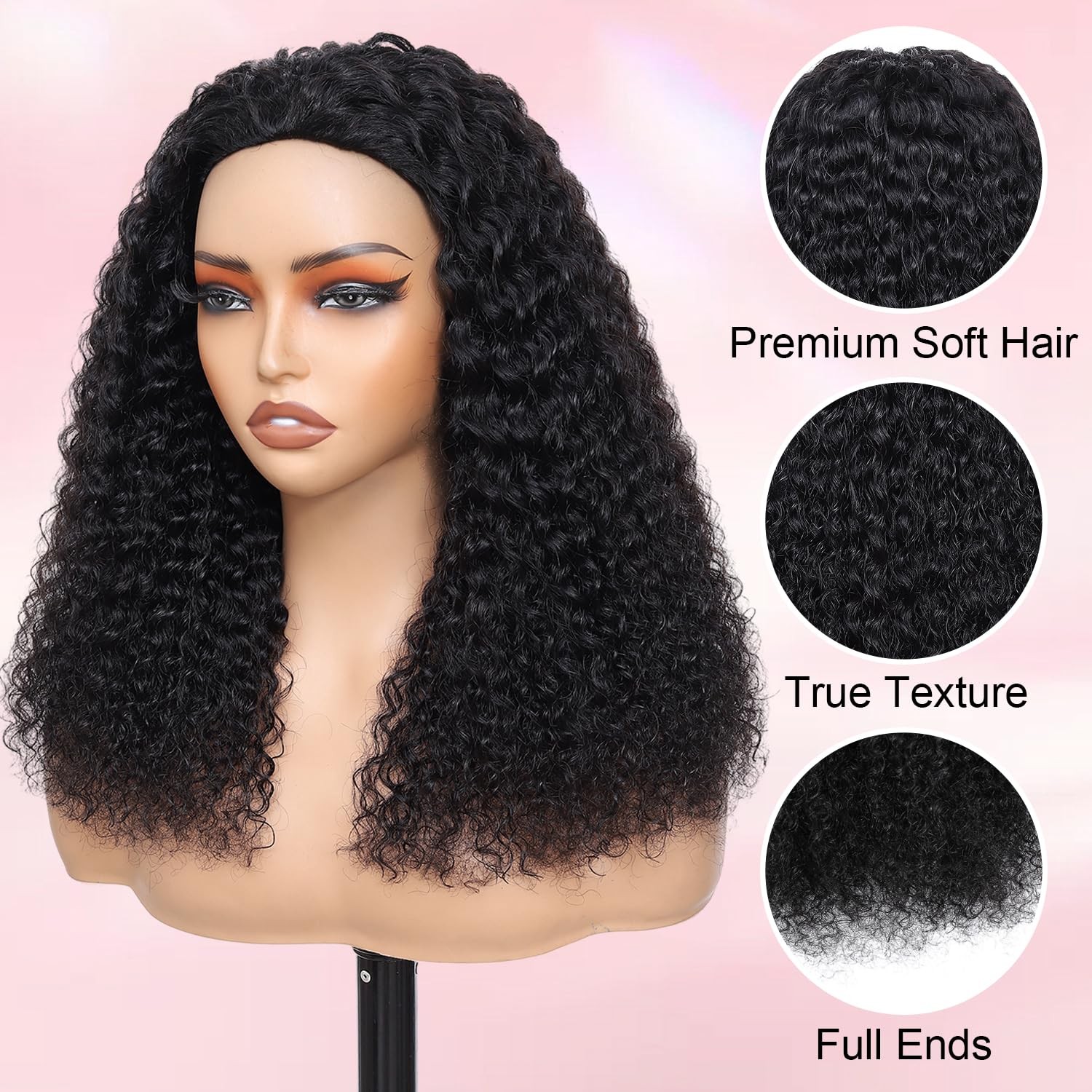 Hwowig Curly Half Wig Human Hair Wear And Go Glueless Wigs Human Hair 200