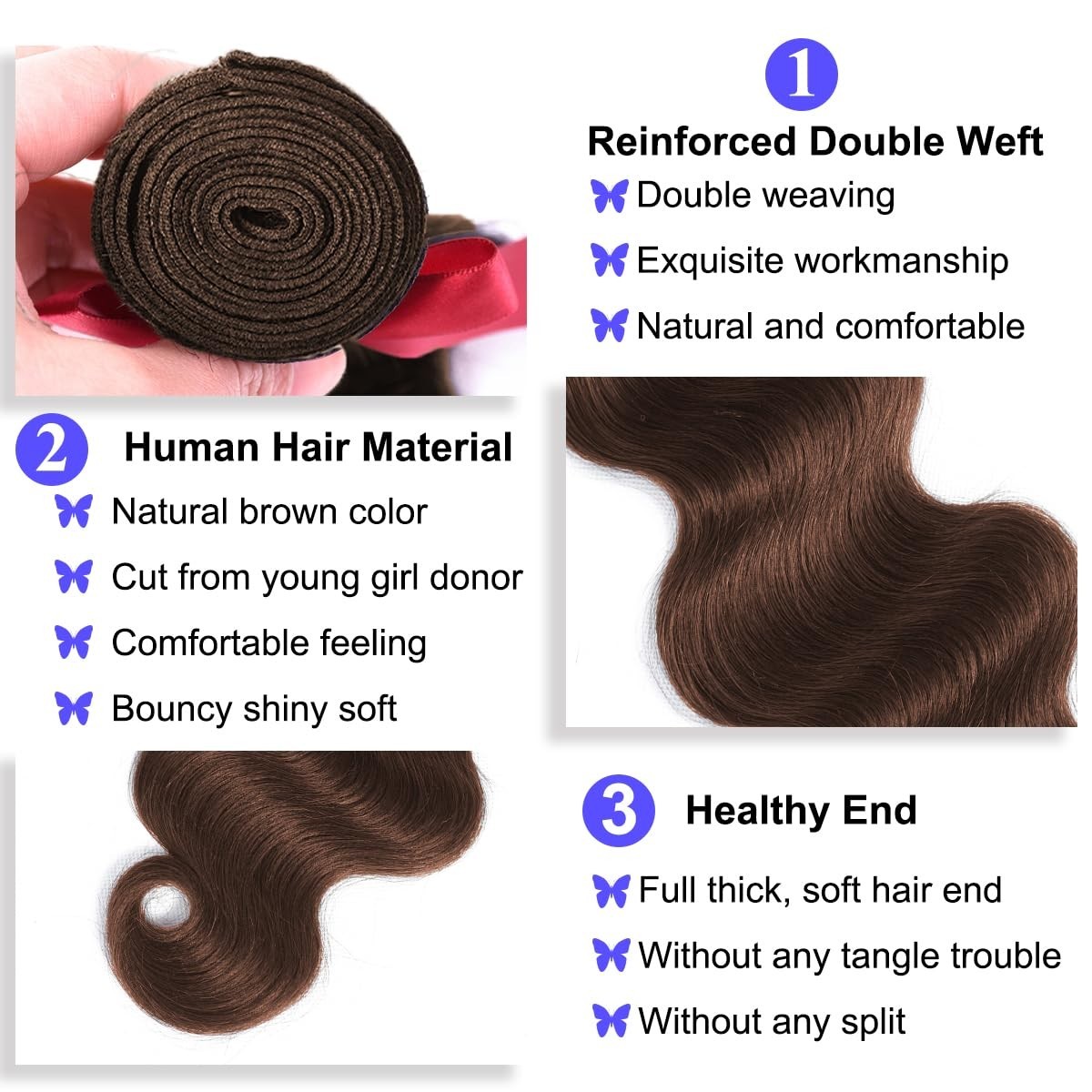 12A Body Wave Human Hair Bundles – 16 18 20 Inch Unprocessed Extensions, Dyeable