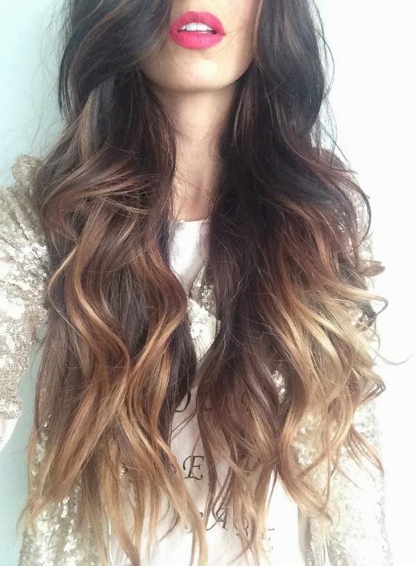 Natural Long Synthetic Wavy Curly Ombre Dark Black Brown Blonde Womens Hair wig