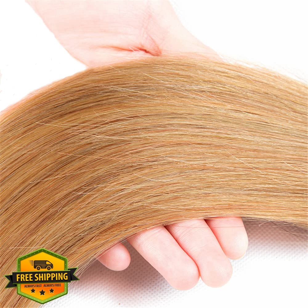 GtaiiReu #27 Blonde Straight Bundles 28 Inch Human Hair