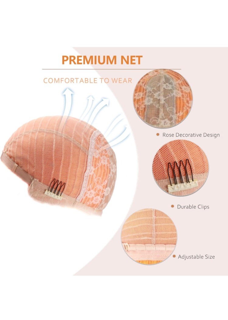 Orange Hair w/Bangs Wig Hair Net Clips Fashion Cosplay Adjustable Sz Halloween