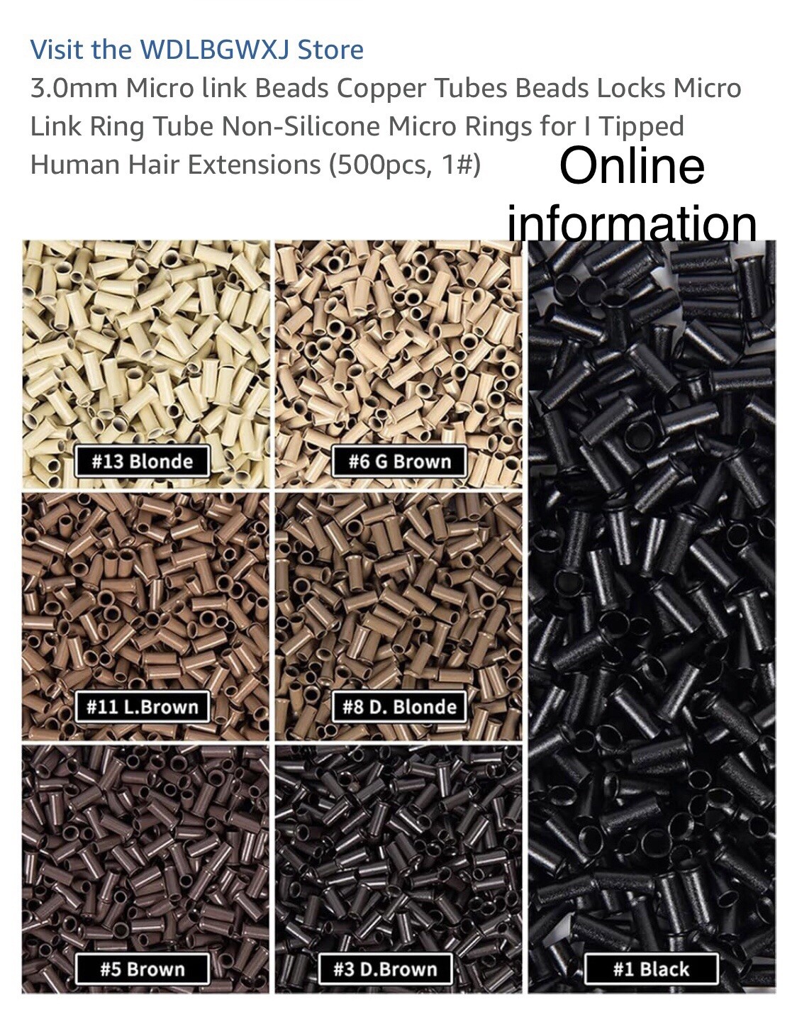 WDLBGWXJ 3.0mm Micro link Beads Copper Tubes (500pcs, 6#)