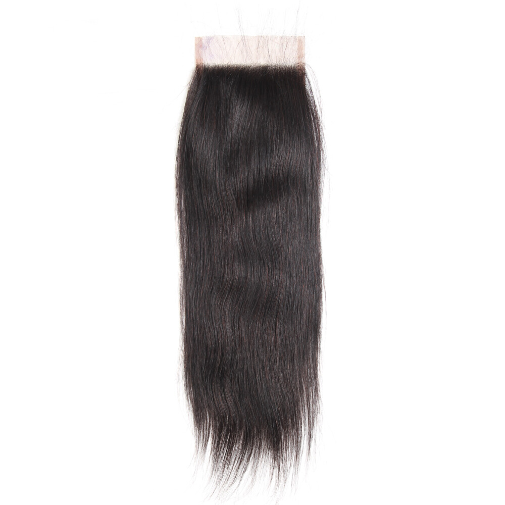 5×5 Skin Base Lace Closure Human Hair Silk Top Closure Straight Natural Black