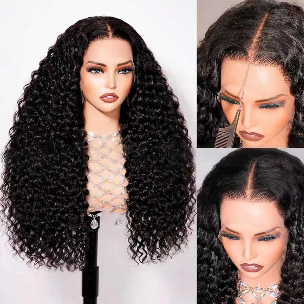 30″ 13×6 Deep Wave Lace Front Wig – 200 Density HD Lace, Pre-Plucked, Glueless,