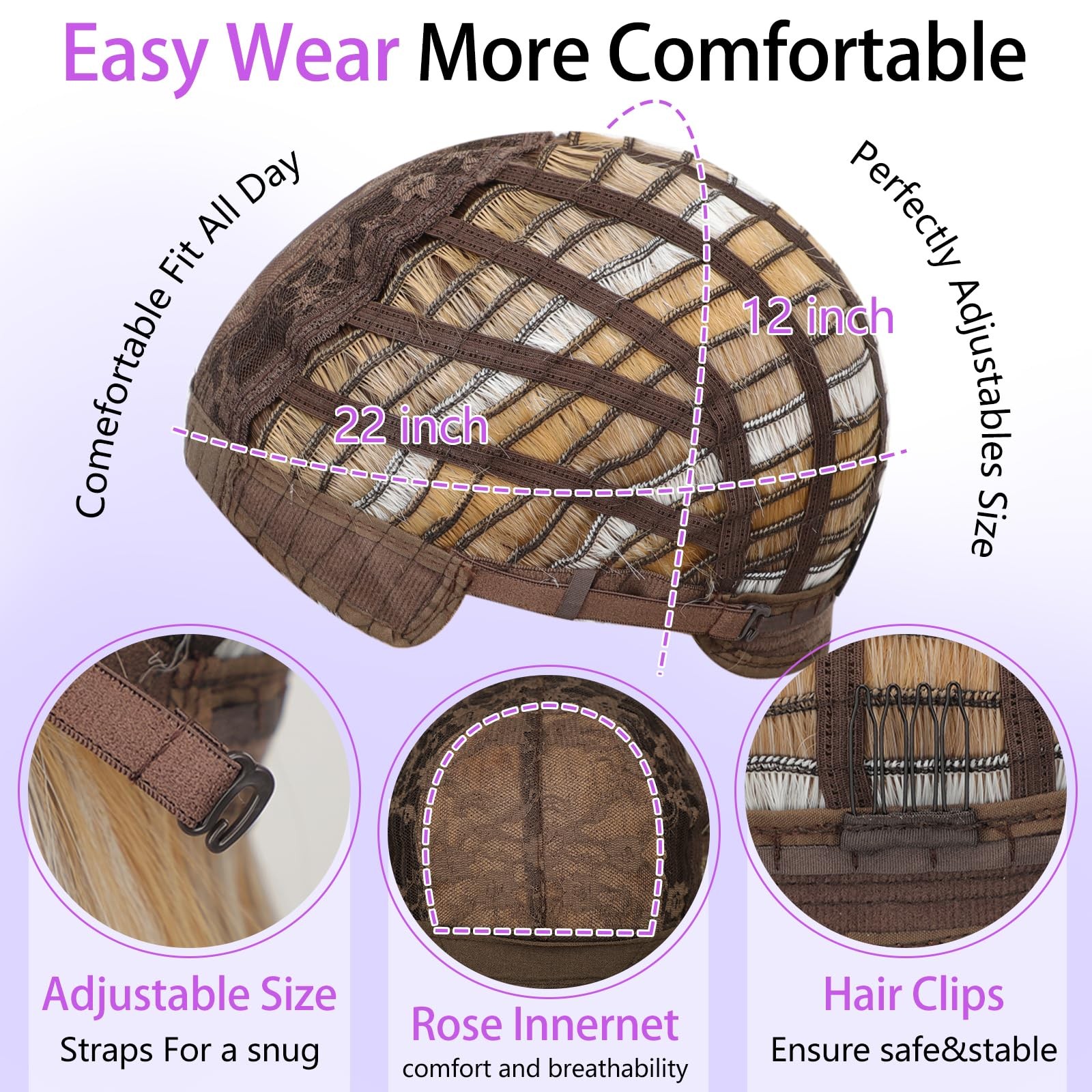 Aisi Hair Beginner Friendly Wigs Mixed Blonde Wig Bangs For Women Middle Length