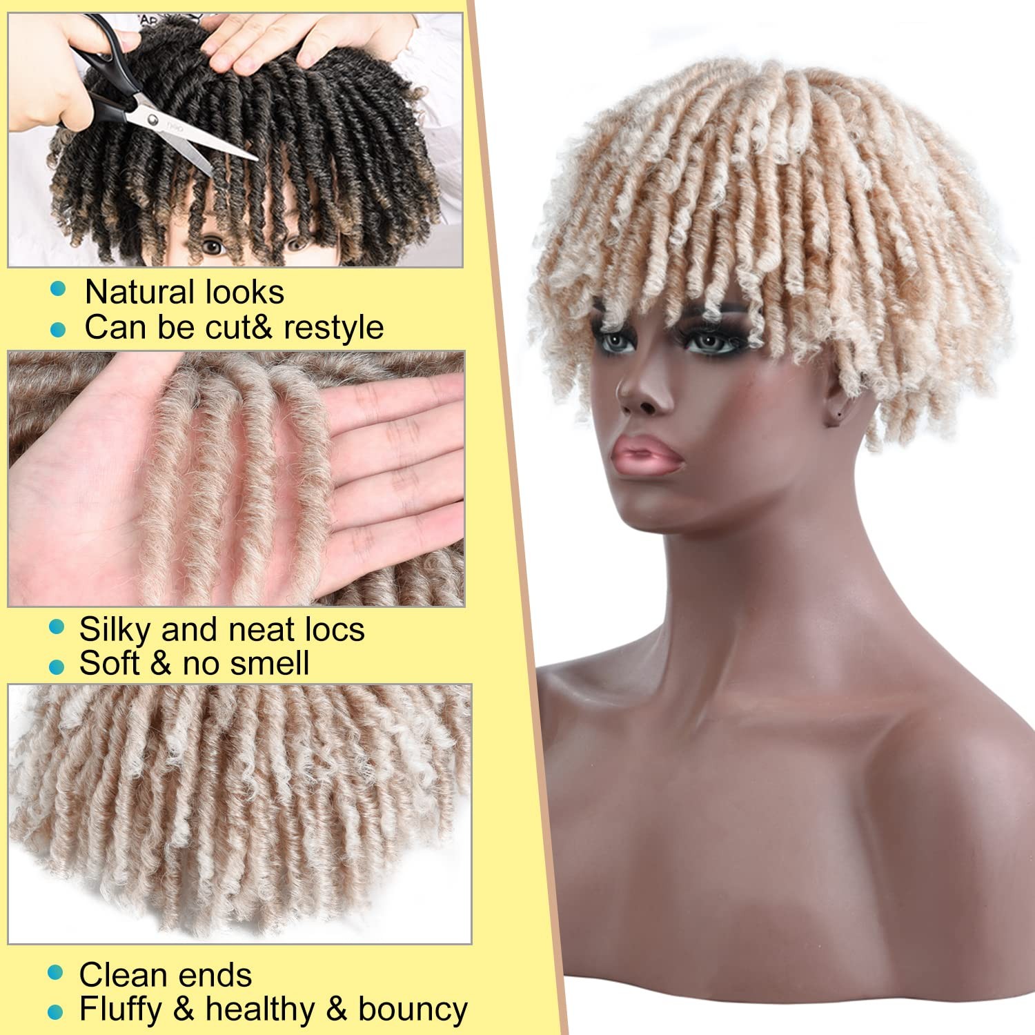 Sun Locs 6 Inch Dreadlock Hair Topper Wig Clips In Synthetic Locs Braided Hair