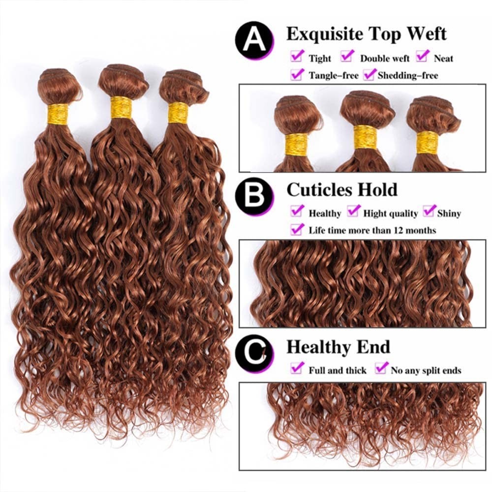 Pure Color 30 Human Hair Bundles – Soft & Bouncy Water Waves (26-30 Inch)