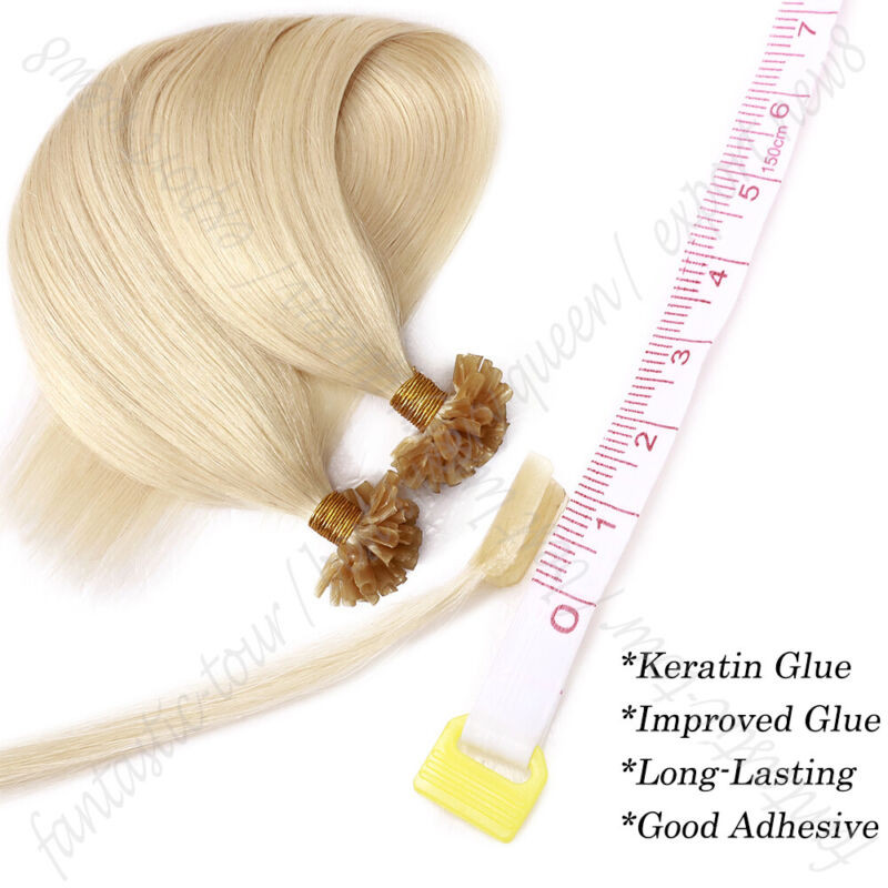 200G Thick Keratin Nail U Tip 100% Real Human Hair Extensions Fusion Pre Bonded