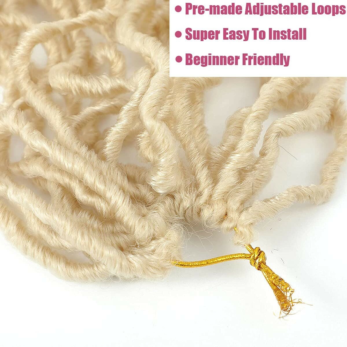 4 pack 36 in soft Locs Crochet Braids Hair pre looped color 613 blond. I6