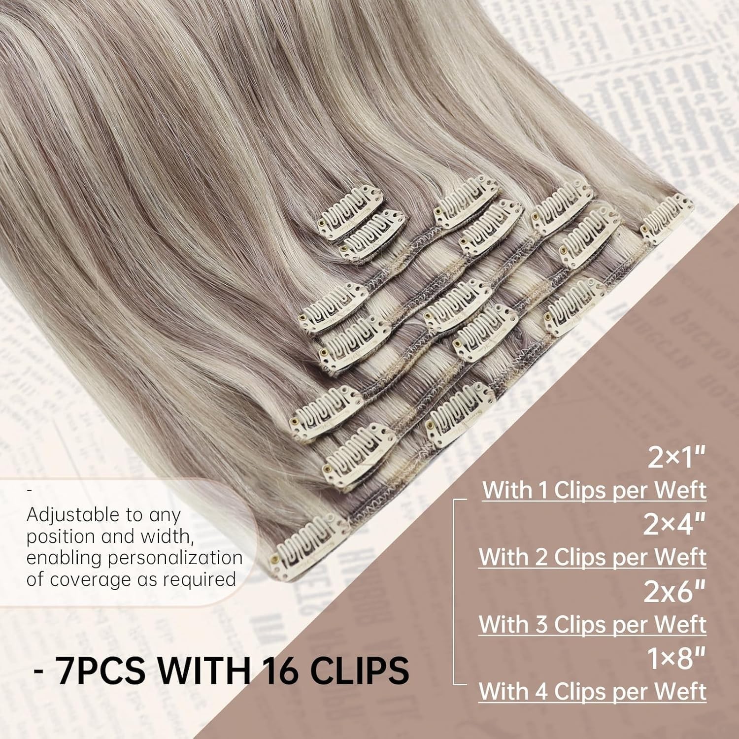 Sunny Hair CLIP-IN 20″ Platinum Blonde Highlight Human Hair Extensions CP P20-60