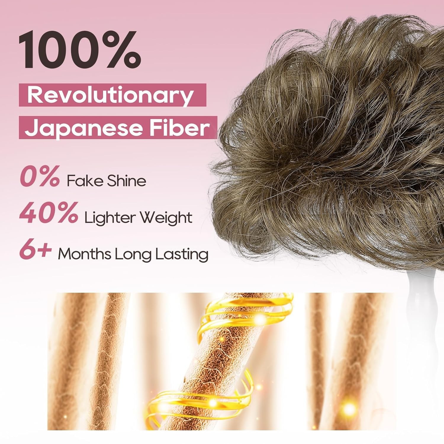 Hair Topper Synthetic Wavy Mid Brown Cover Thinning Hair for Women