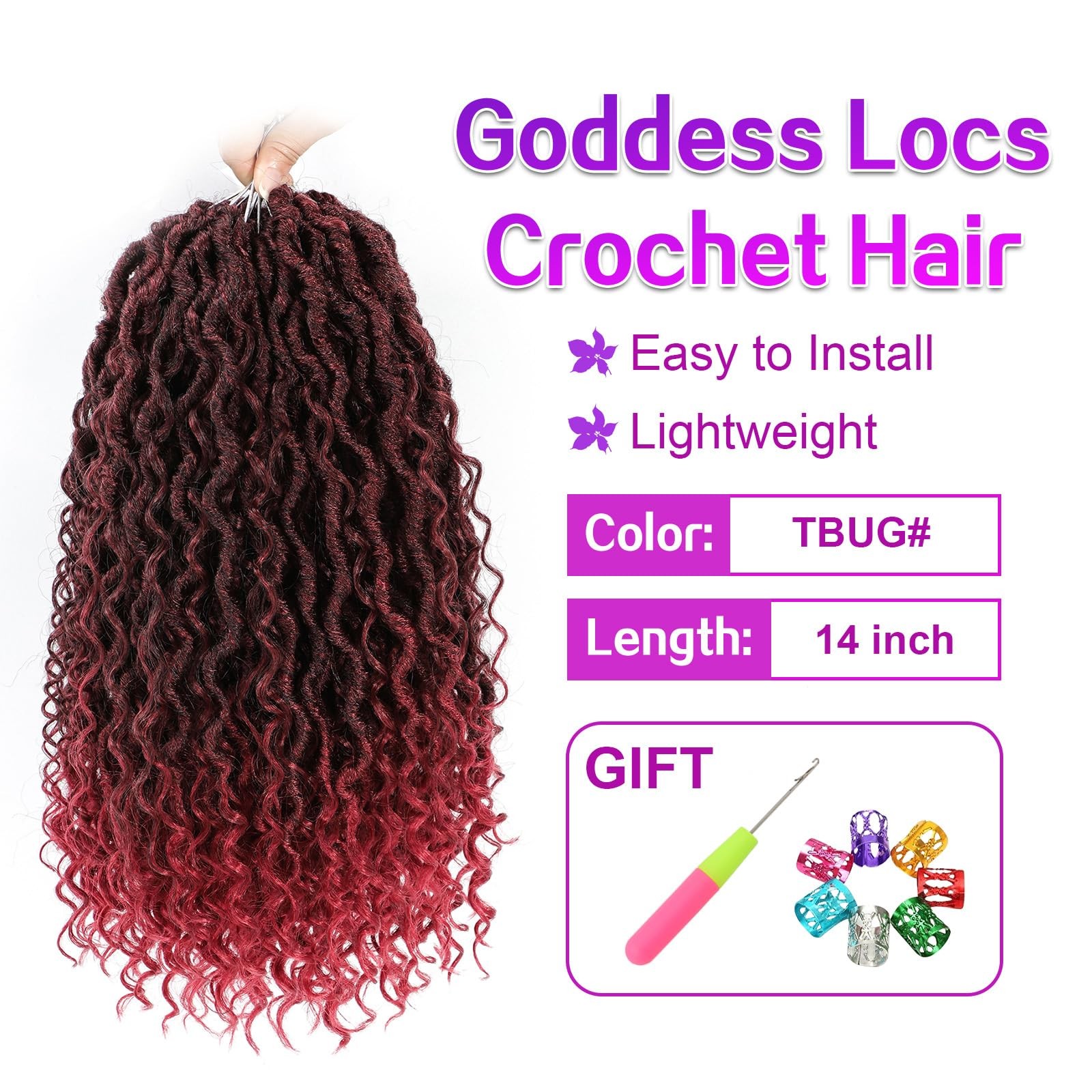 Ameli Goddess Locs Crochet Hair 14Inch Pre Looped Faux Locs Crochet Hair 8Packs