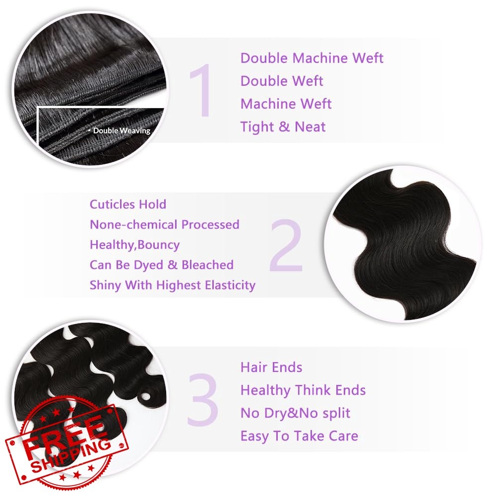Dowstalgirl Body Wave 18 20 22 Inch Human Hair 3 Bundles