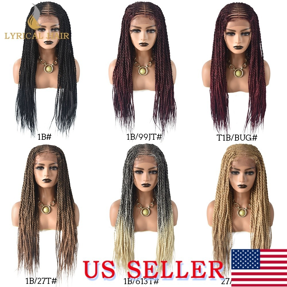 Box Hand Braided Wigs For Black Women Synthetic Lace Front Braids Wig Baby Hair