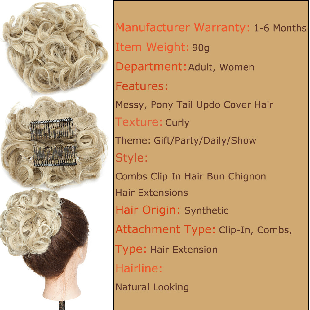 Bun Scrunchie Hair Extensions Updo Hairpiece For Woman Comb Clip in Chignon Wave