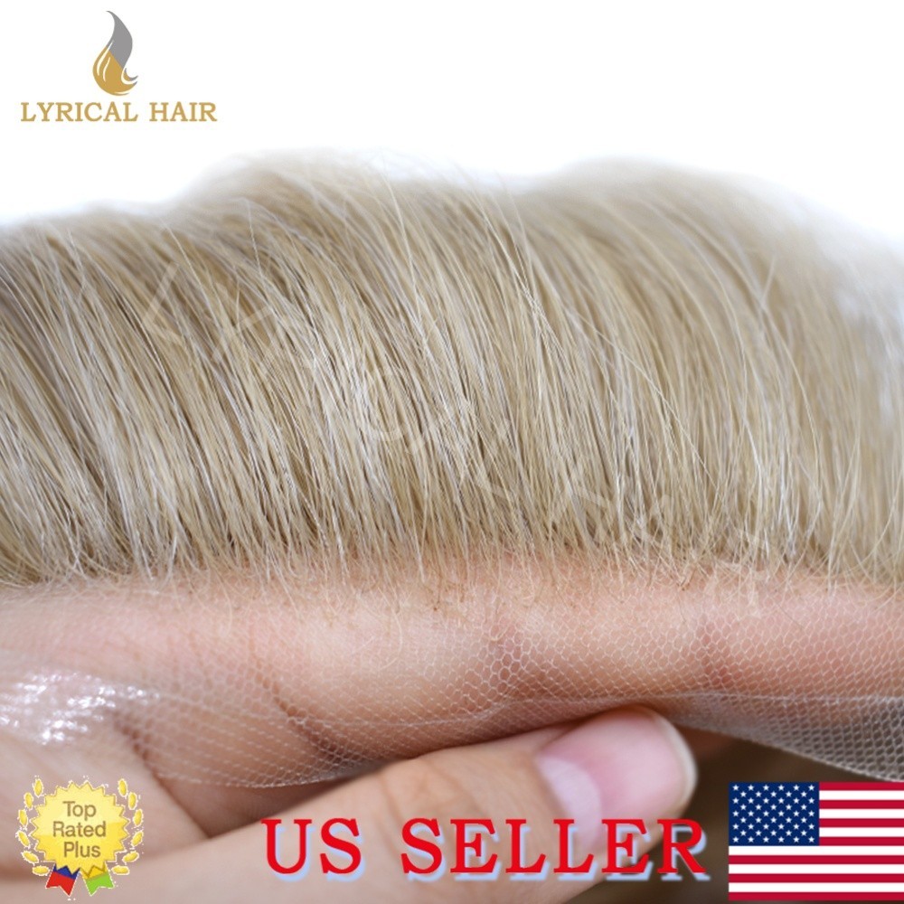Lyrical Hair French Lace Front Mens Toupee Human Hair PU Skin Base Hair System