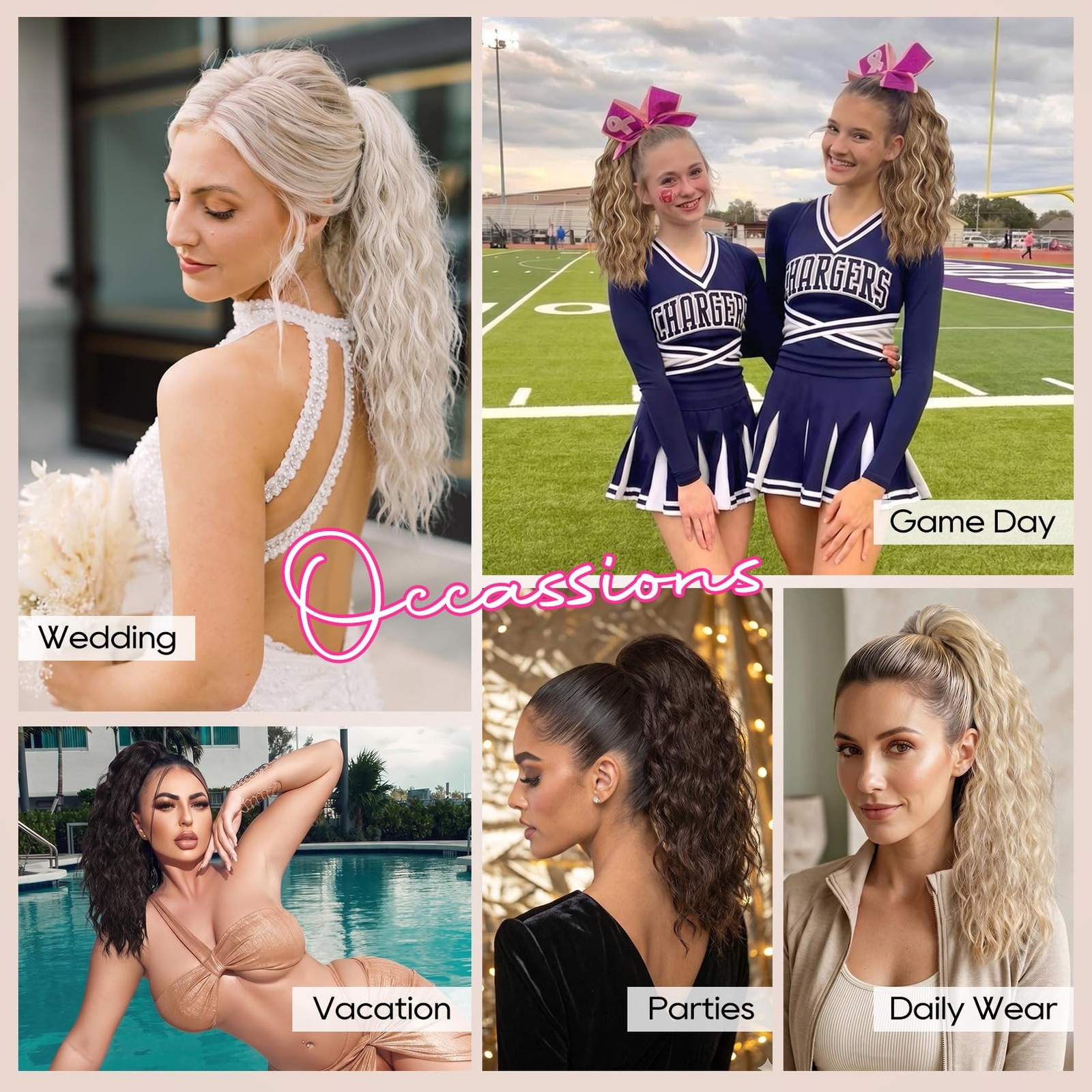 Ponytail Extension, 14 Inch Curly Claw Pony Tails Hair Extensions Clip in Pon…
