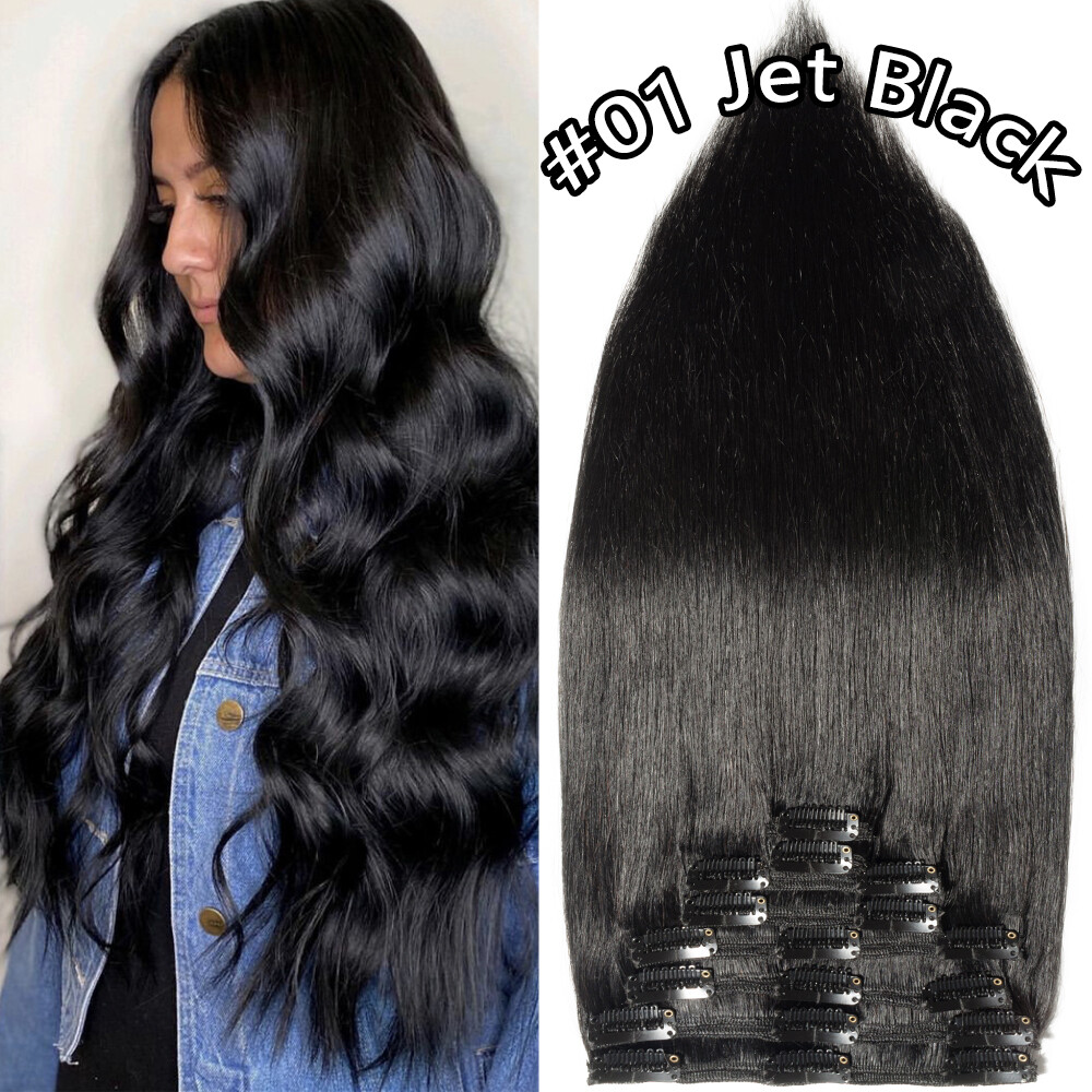 Double Weft Thick 170G Clip In Real Human Remy Hair Extensions Full Head Blonde