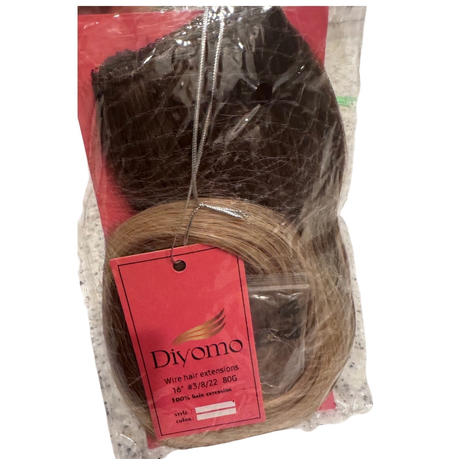 Diyomo 16 inch Wire Hair Extensions 80G 100% Hair #3/8/22 Brown Blonde Balayage