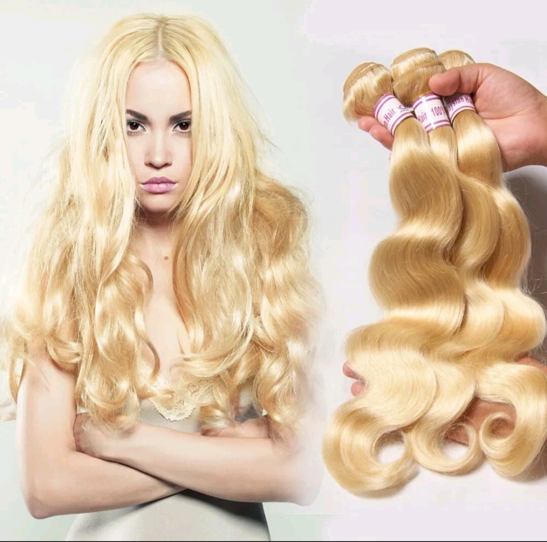 12A PERUVIAN RAW VIRGIN HAIR BODY WAVE BLONDE 613# 22+22+22 THICK BUNDLES 300g
