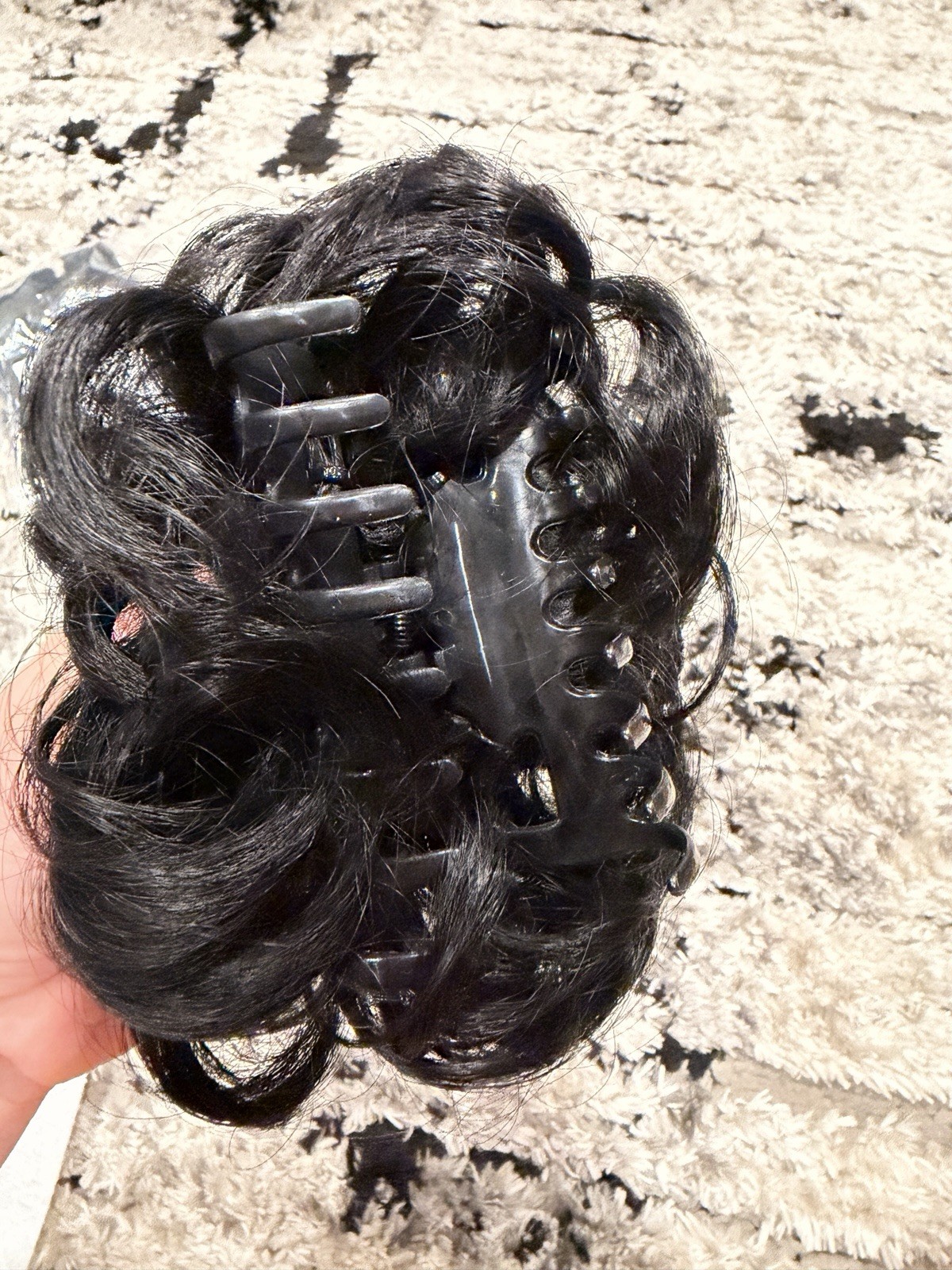 Black Curly Synthetic Claw Clip Hair Extension Bun for Women