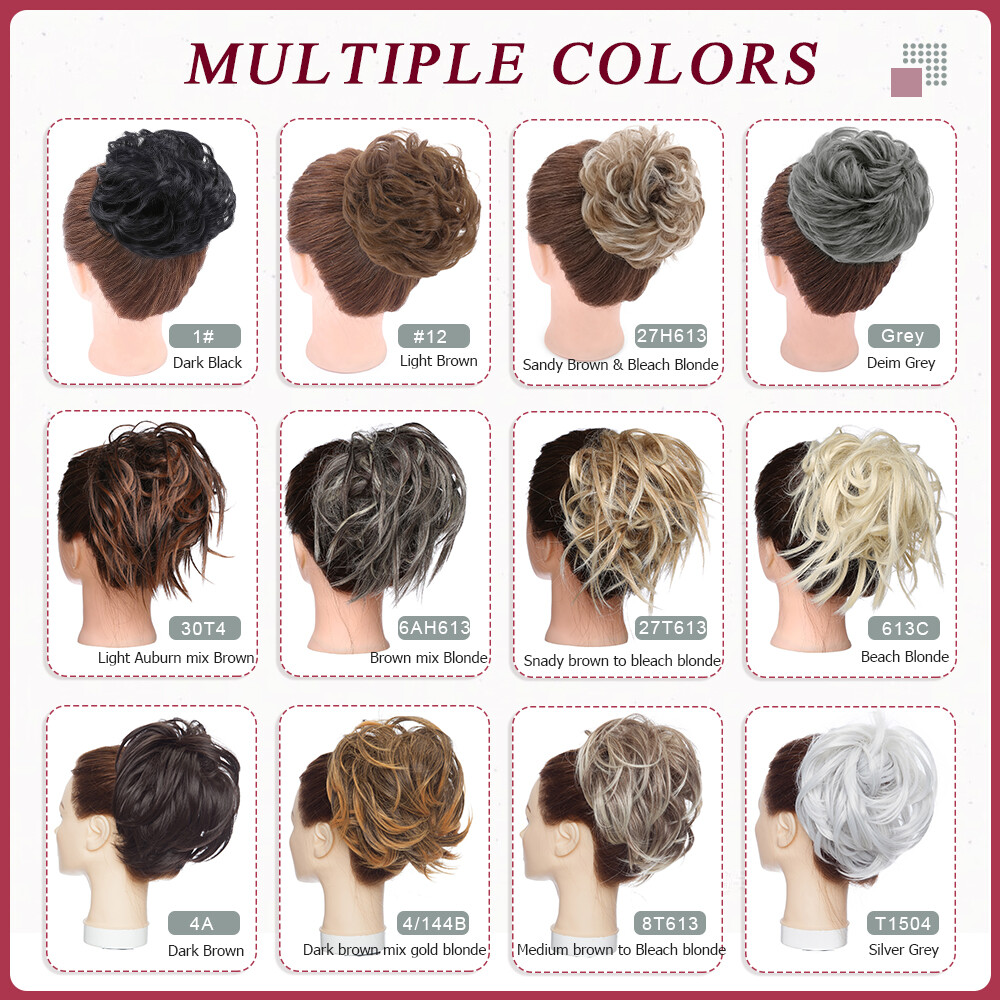 100% Real THICK Curly Chignon Messy Bun Updo Cover Wrap Hair Piece Extensions