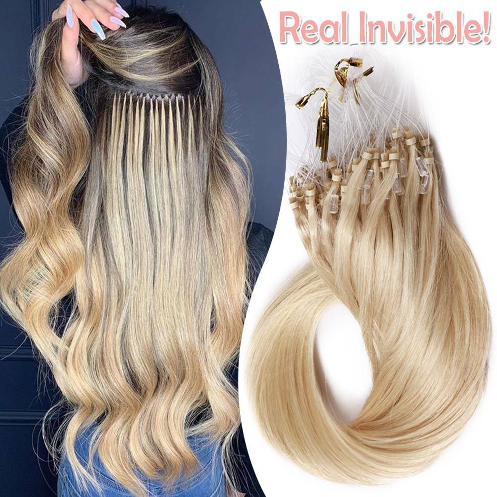 1G Micro Beans Link Loop Ring Human Hair Extensions 100% Full Head Highlight 300