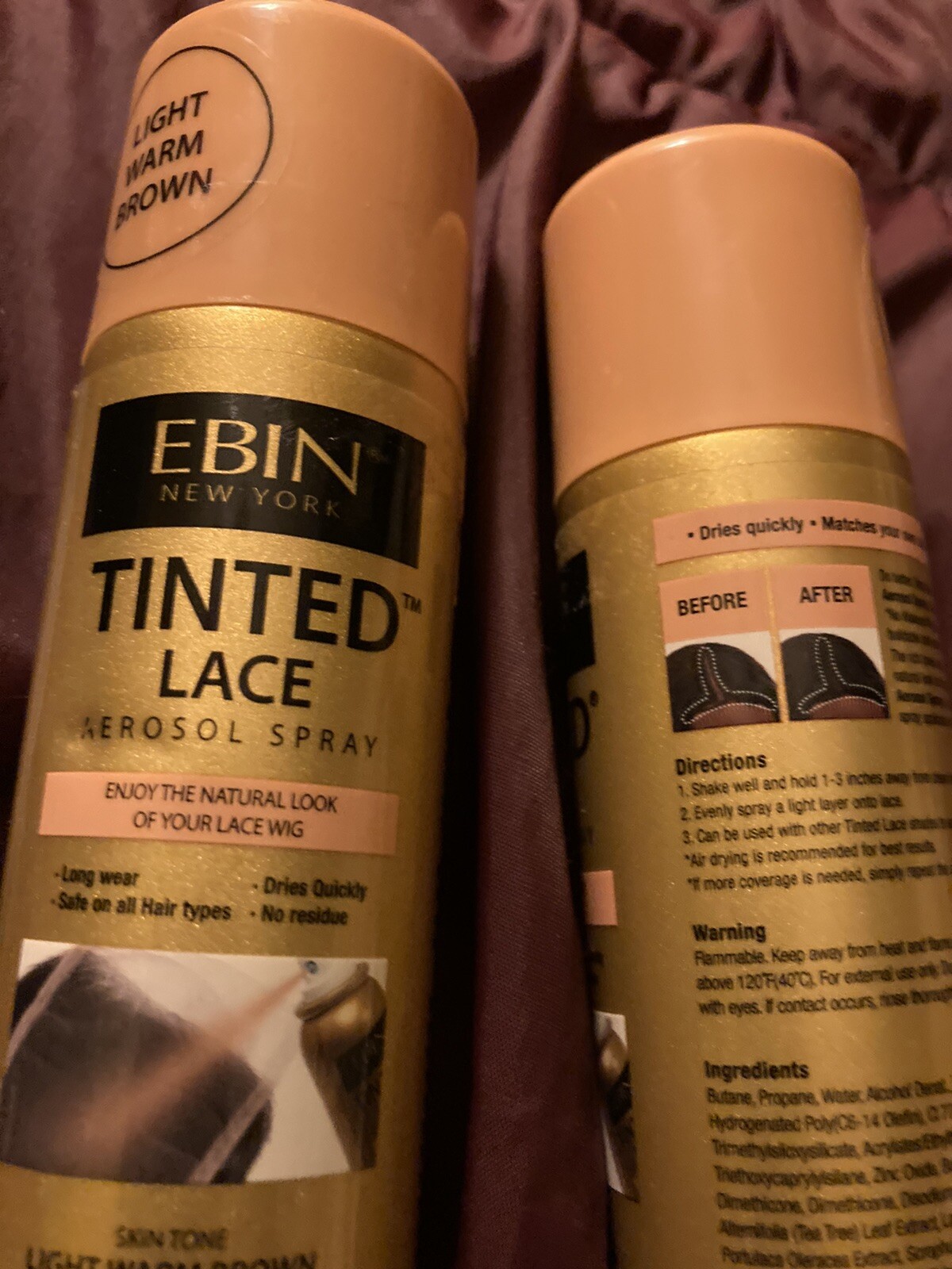 EBIN NEW YORK Tinted Lace Spray – Light Warm Brown 2.7 Oz ea Lot of 3