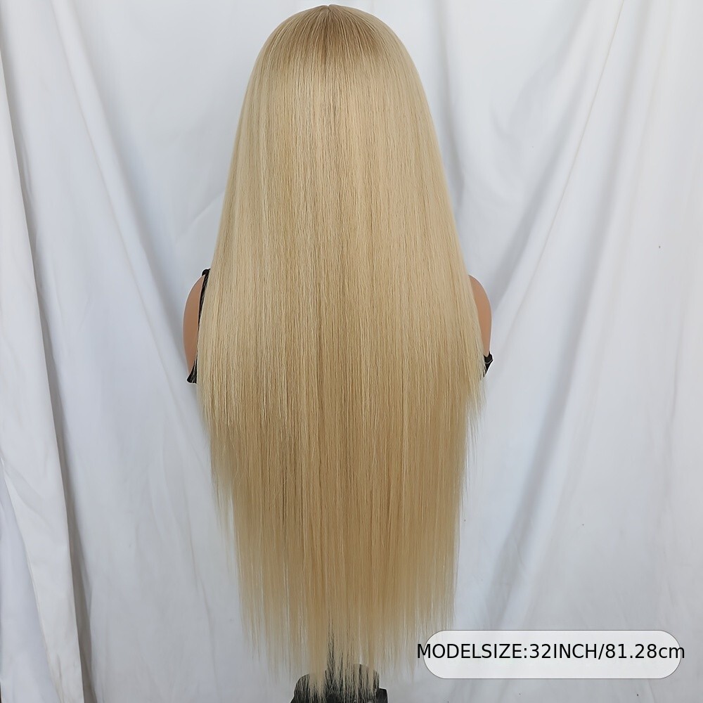 Platinum Blonde Lace Front Wigs Pre Plucked Long Straight Hair Women Party Soft