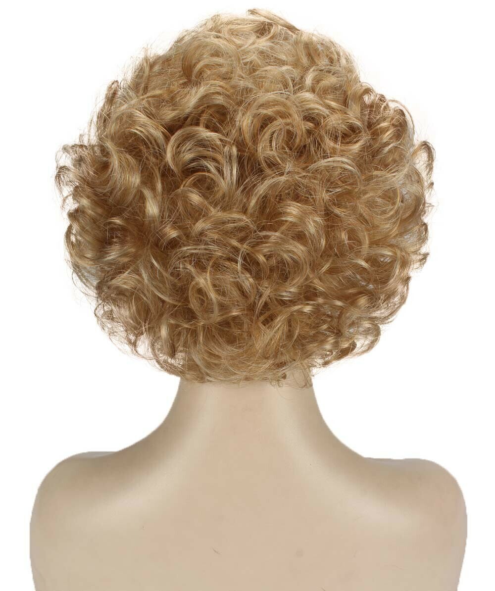 Monroe – Curly Kanekalon Synthetic Fiber Full Wig, 4 – 4.5 in, Strawberry Blonde
