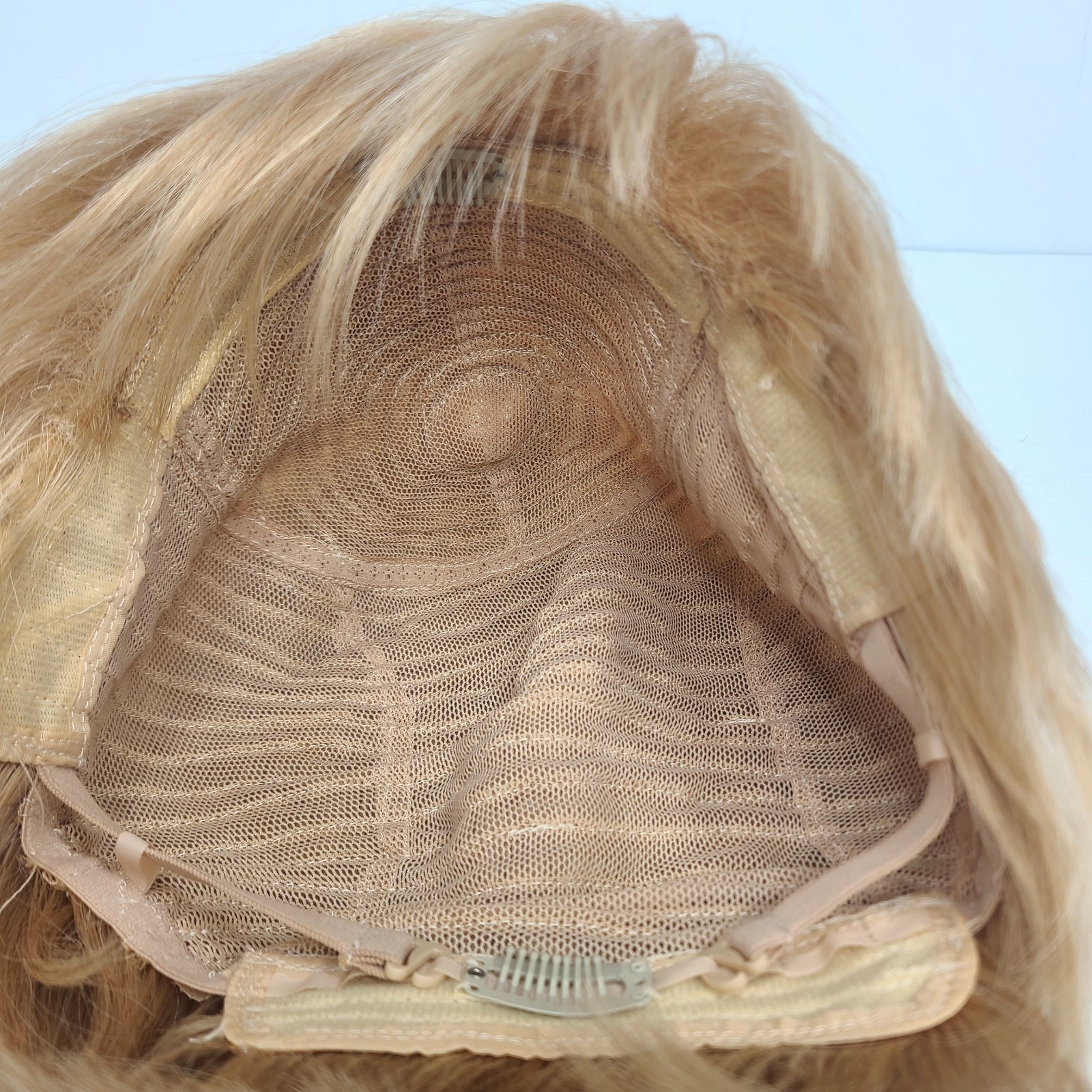 Human Hair Wig Blonde Pixie Cut Capless Mono Top Clip In Breathable Wefted Back