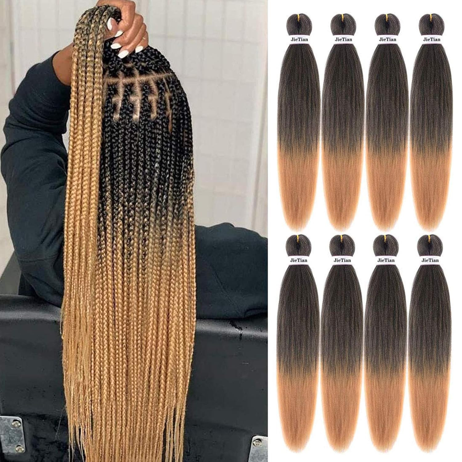 Pre Stretched Braiding Hair Ombre 30 Inch 8 Packs Synthetic Crochet Braids Hot W