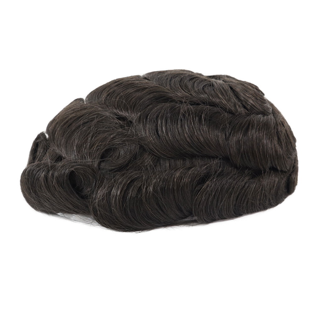 Mens Hair Toupee System Full French Lace Human Hair Reoplacement Hairpieces