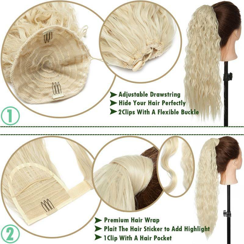 Natural Drawstring Ponytail Clip In Ponytail Extension Hair Wrap Around Ponytail