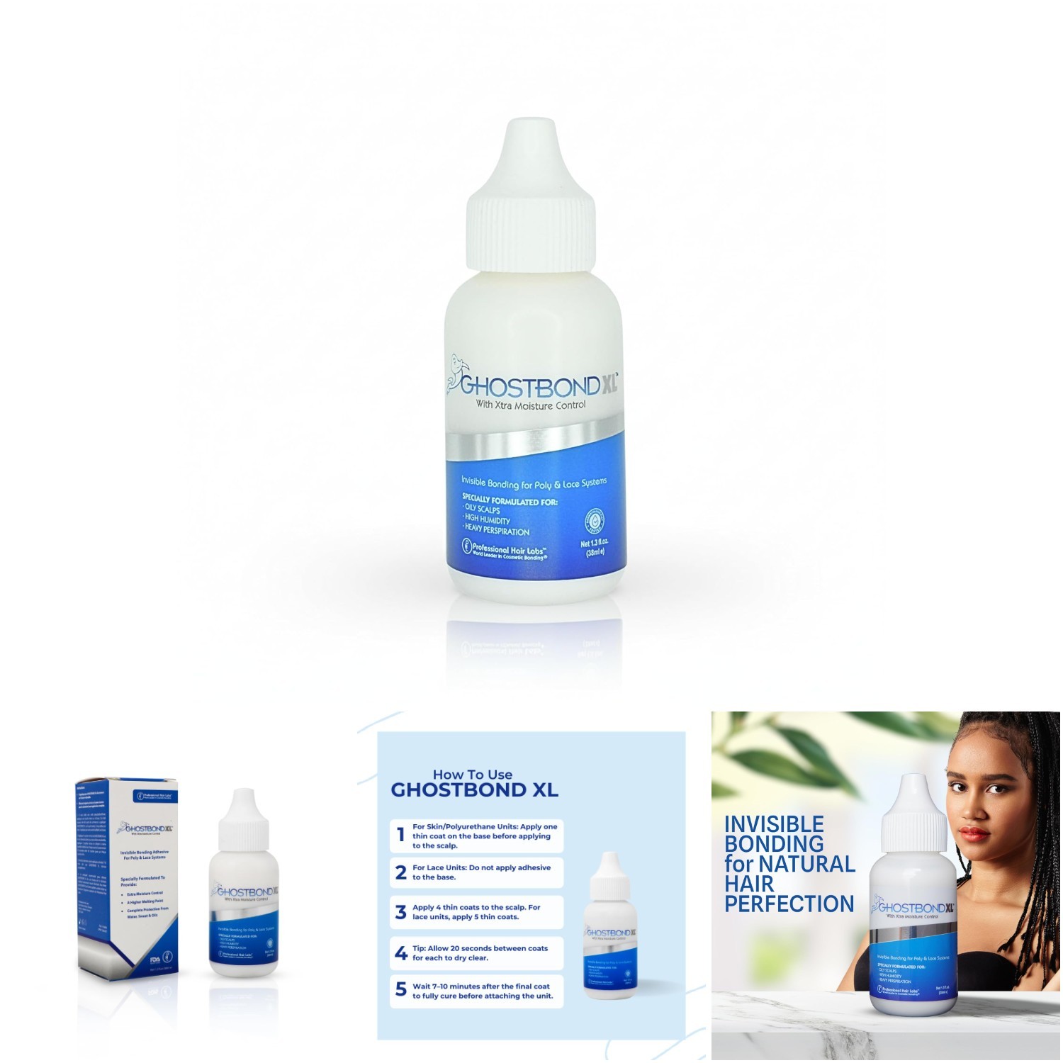 Ghostbond Xl Hair Replacement Adhesive 13 Oz Invisible Wig Bonding Glue Water