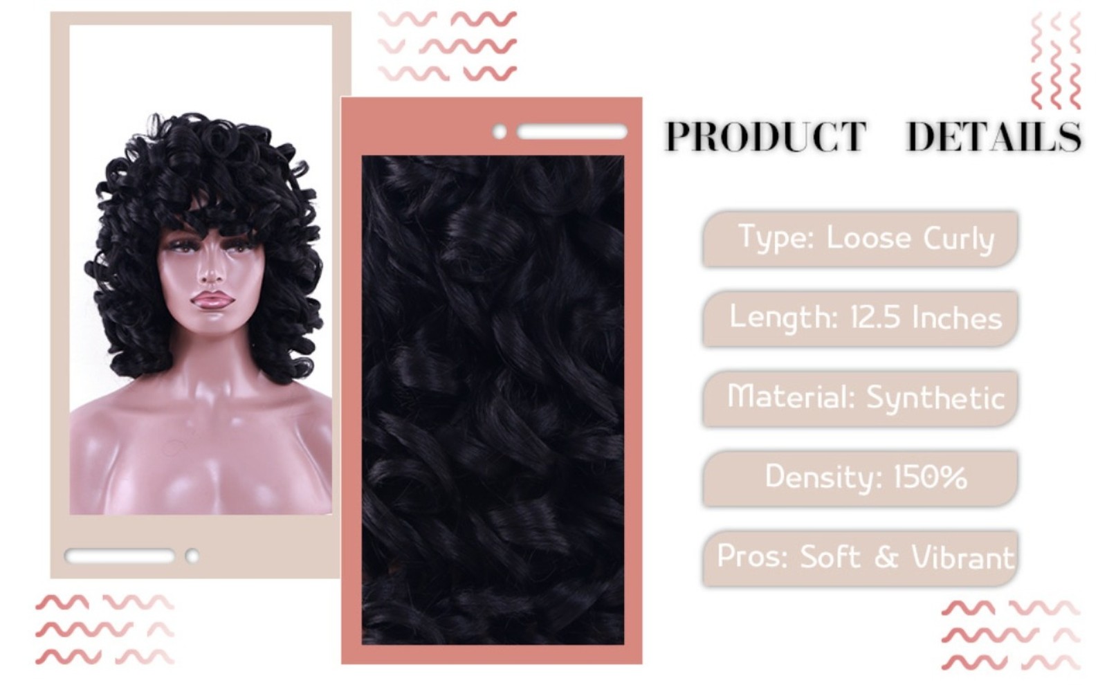 Multi-color Short Afro Kinky Curly Wig Synthetic Full Head Wig For African Women