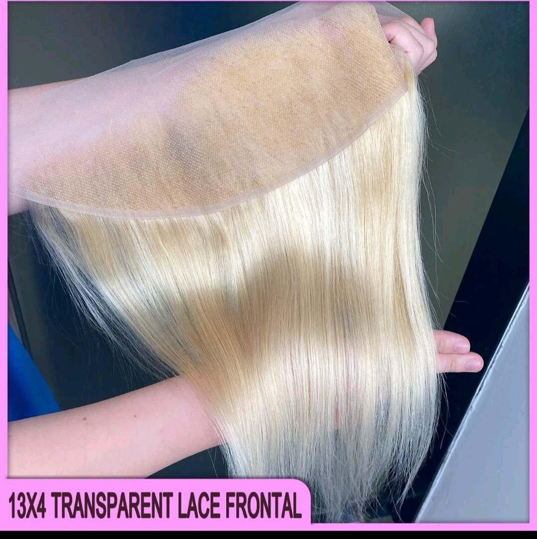 12INCH TRANSPARENT BRAZILIAN VIRGIN HUMAN HAIR BLONDE 613# 13X4 FRONTAL STRAIGHT