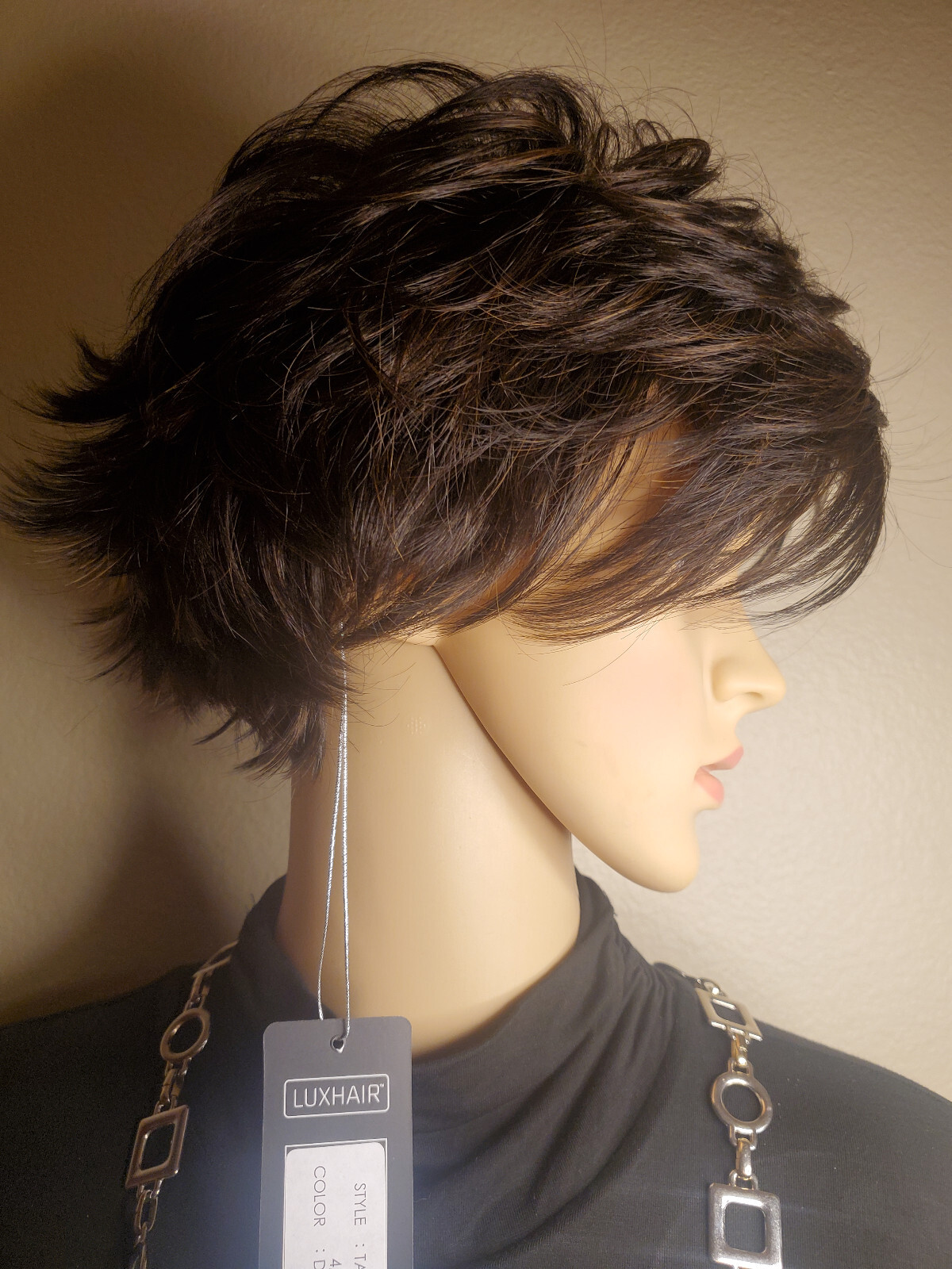 Luxhair Keralon Styleable Synthetic Tapered Flip 4/6R Dark Brown Wig