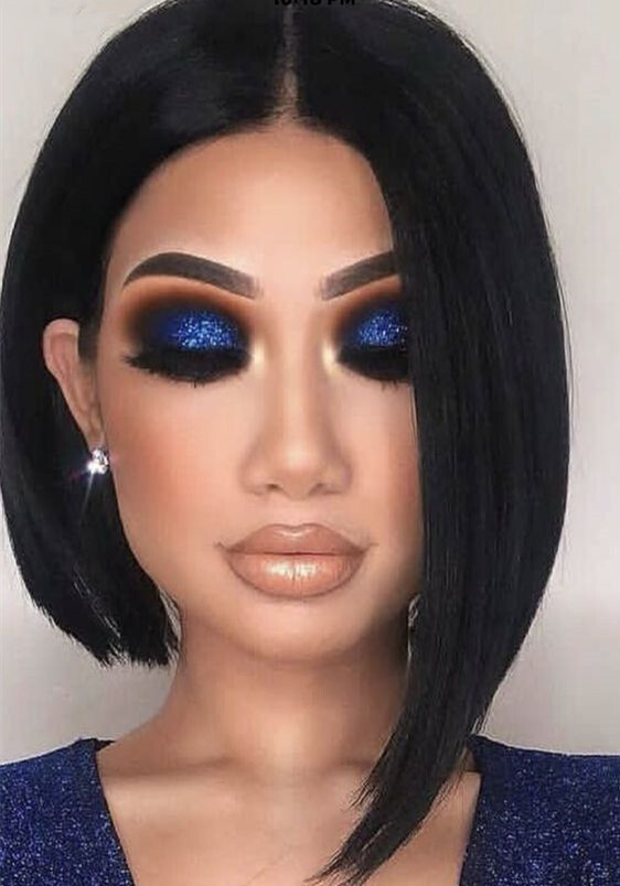 Black Full Head Cover Wig Short Bob Synthetic Lace Front Wigs Daily Use Natural