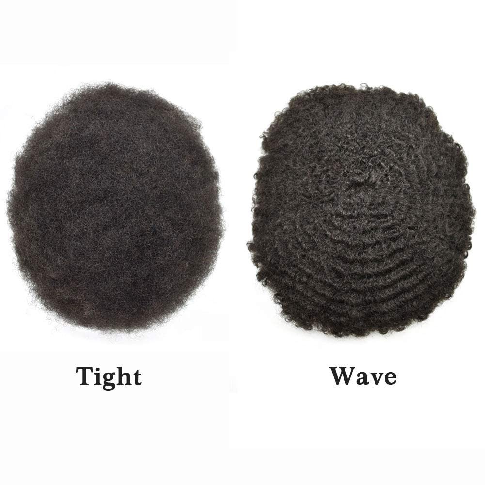 Afro Toupee for Black Men Durable Mono Afro Weave Kinky Curly Mens Wig Hair Unit