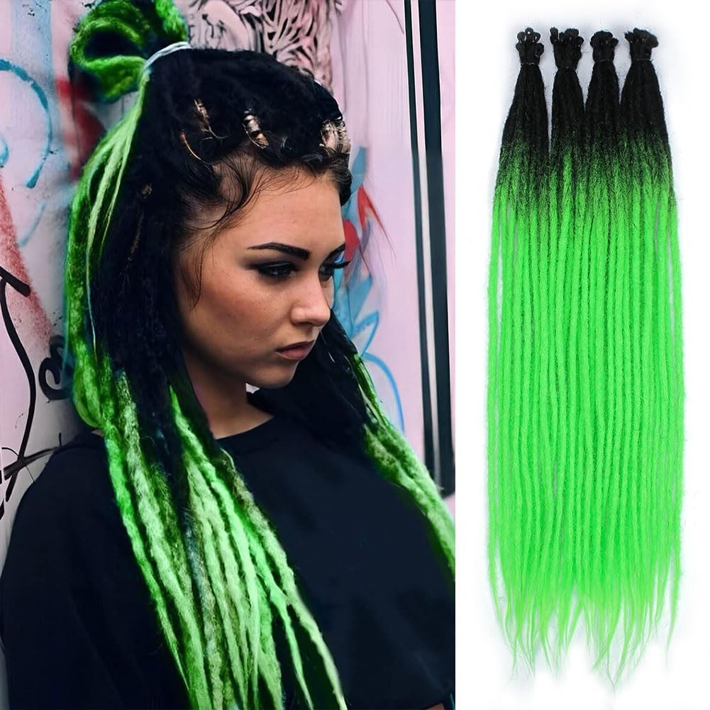 Kraler 22″ 40 Strands Green Dreadlock Extensions 0.6cm Synthetic SE