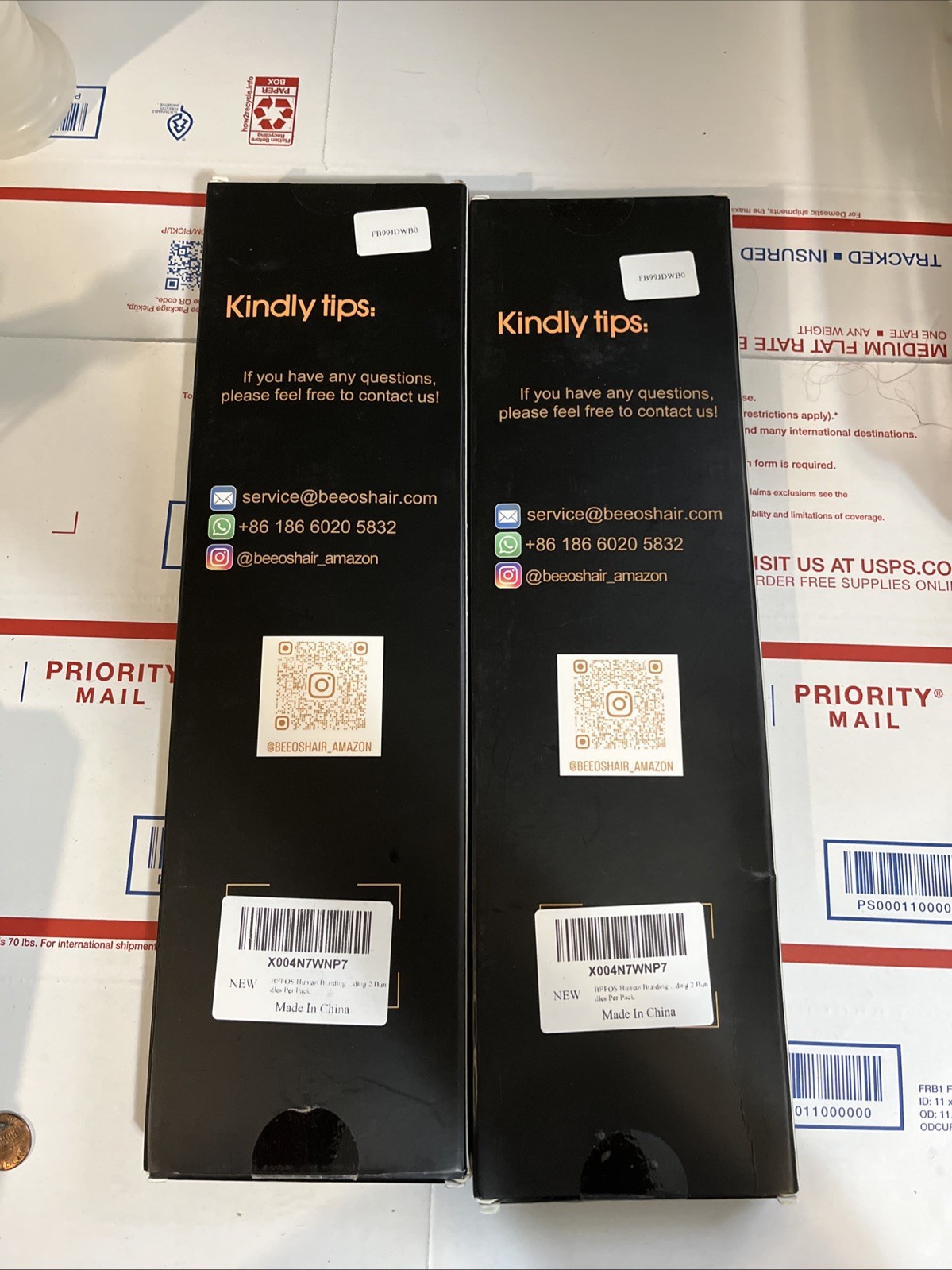 2x Beeos 100% Remy Human Hair Bulk 20”Deep Wave 2 Rundles Per Pack Braiding #99J