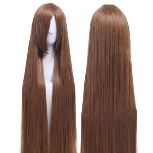 150cm Extra Long Straight Light Brown Smooth Cosplay Halloween Wig+Wig Cap