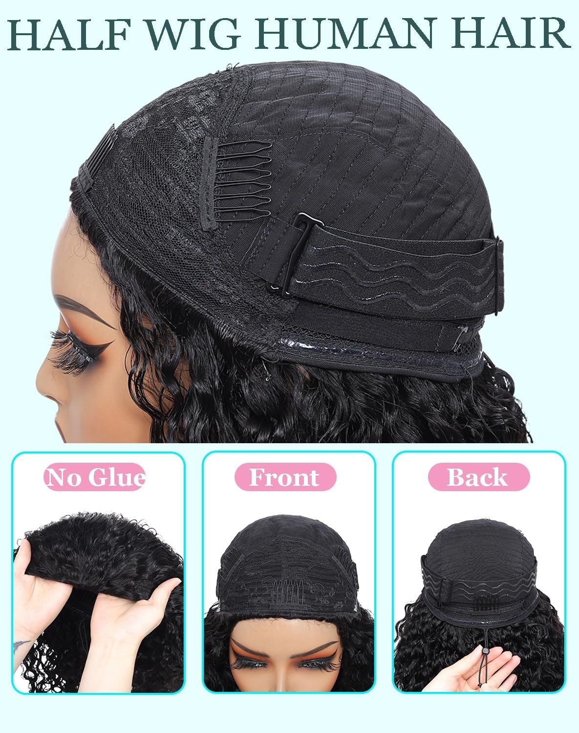 24 Inch Burmese Curly Human Hair Half Wig with Spiral Curls End Glueless 180%
